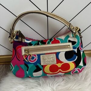 Rare Authentic Coach Poppy colorful shoulder Bag vtg